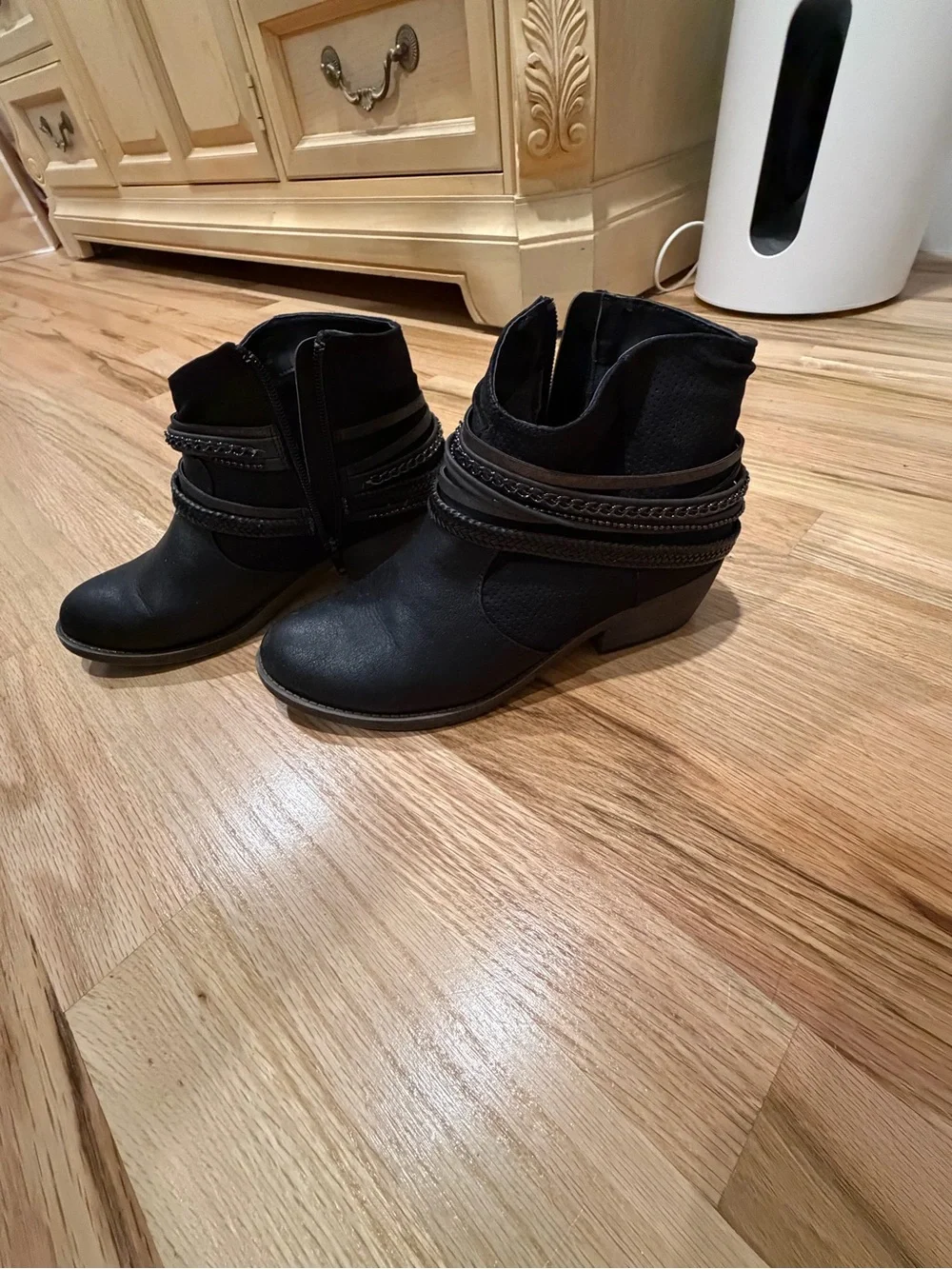 SO Women's Black Ankle Boot with Braided Strap Detail